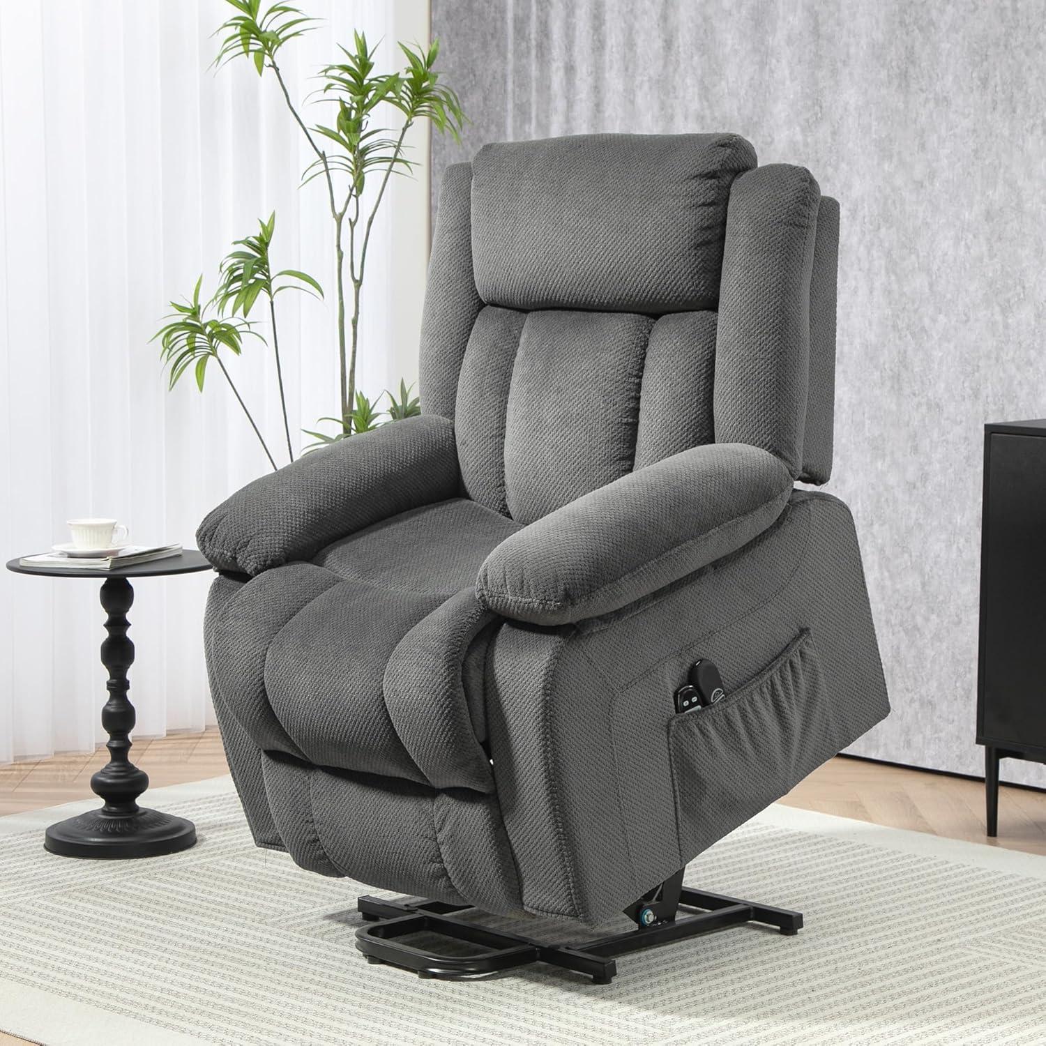 HOMCOM Power Lift Recliner Chair with Massage and Heat, Electric Lift Chair for Elderly, Gray