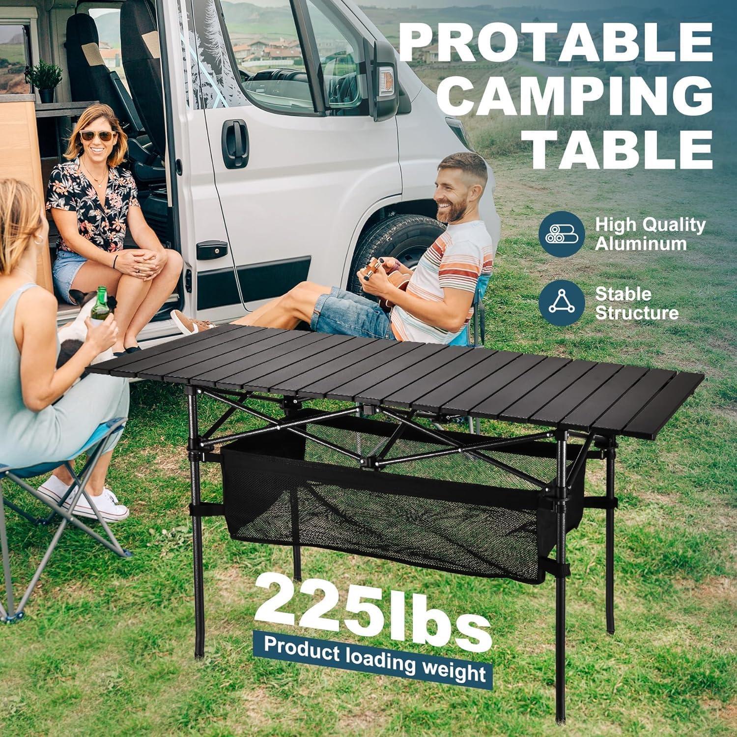 Sanny Outdoor Folding Portable Picnic Camping Table, Aluminum Roll-up Table with Easy Carrying Bag for Indoor,Outdoor,Camping, Beach,Backyard, BBQ, Party, Patio, Picnic