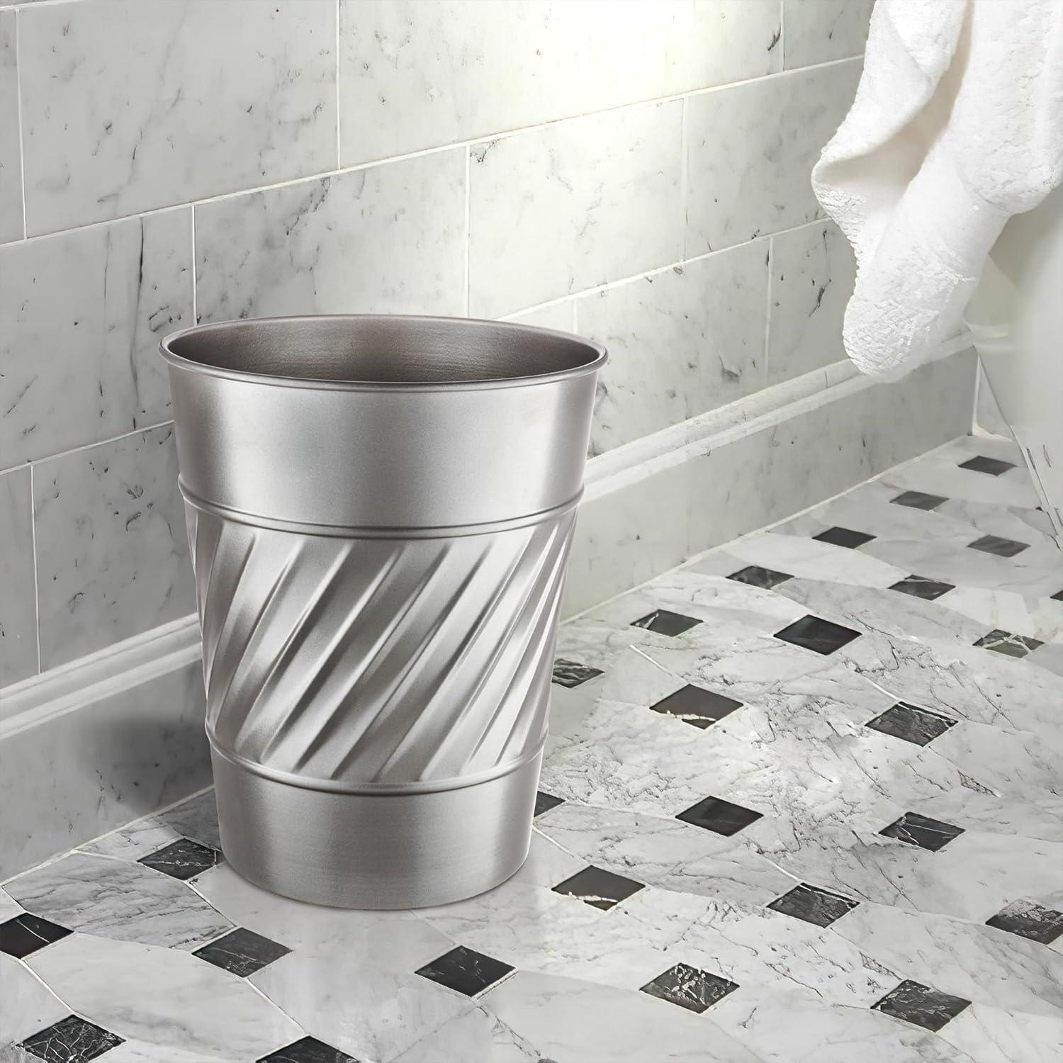 Wave Embossed Metal 1.7 Gallon Waste Basket