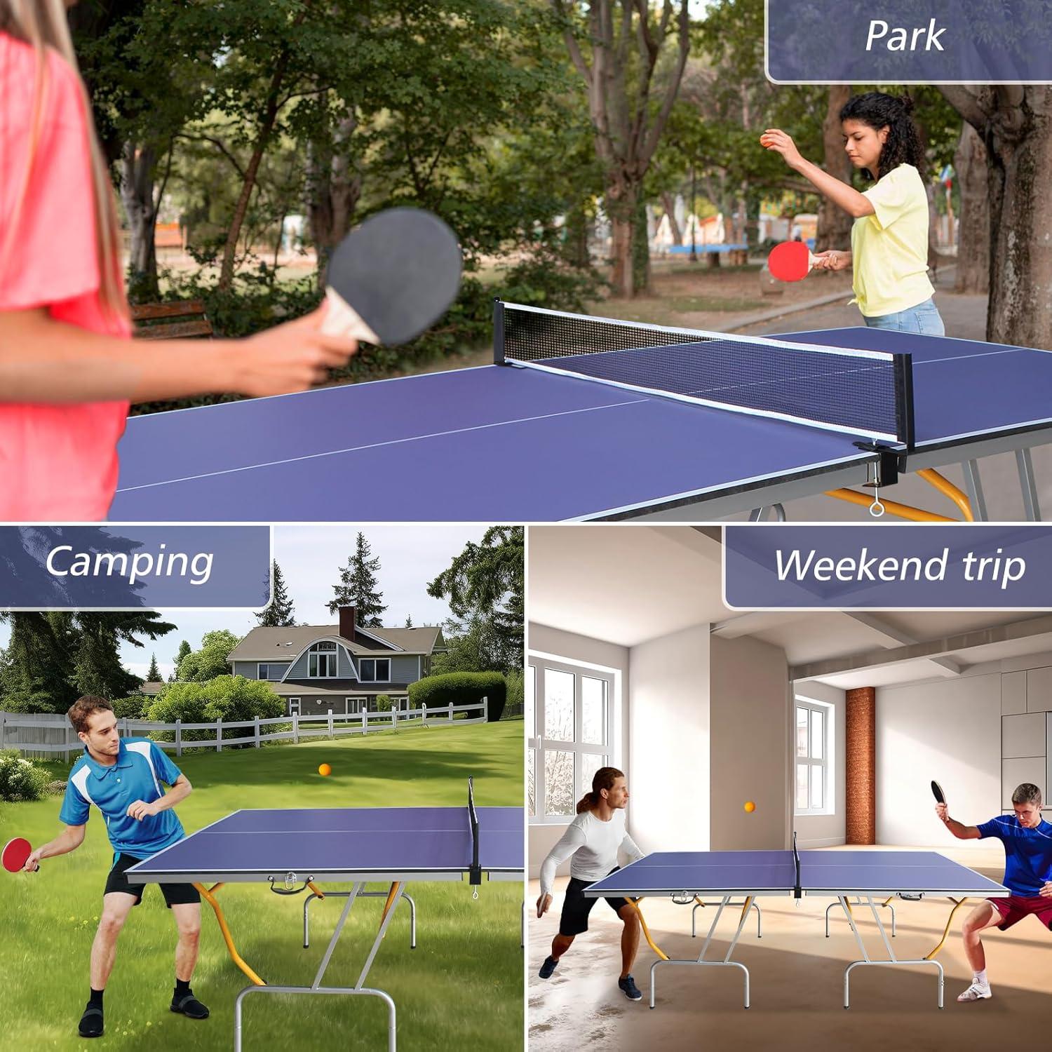 Foldable Blue Aluminum 8ft Table Tennis Set with Net