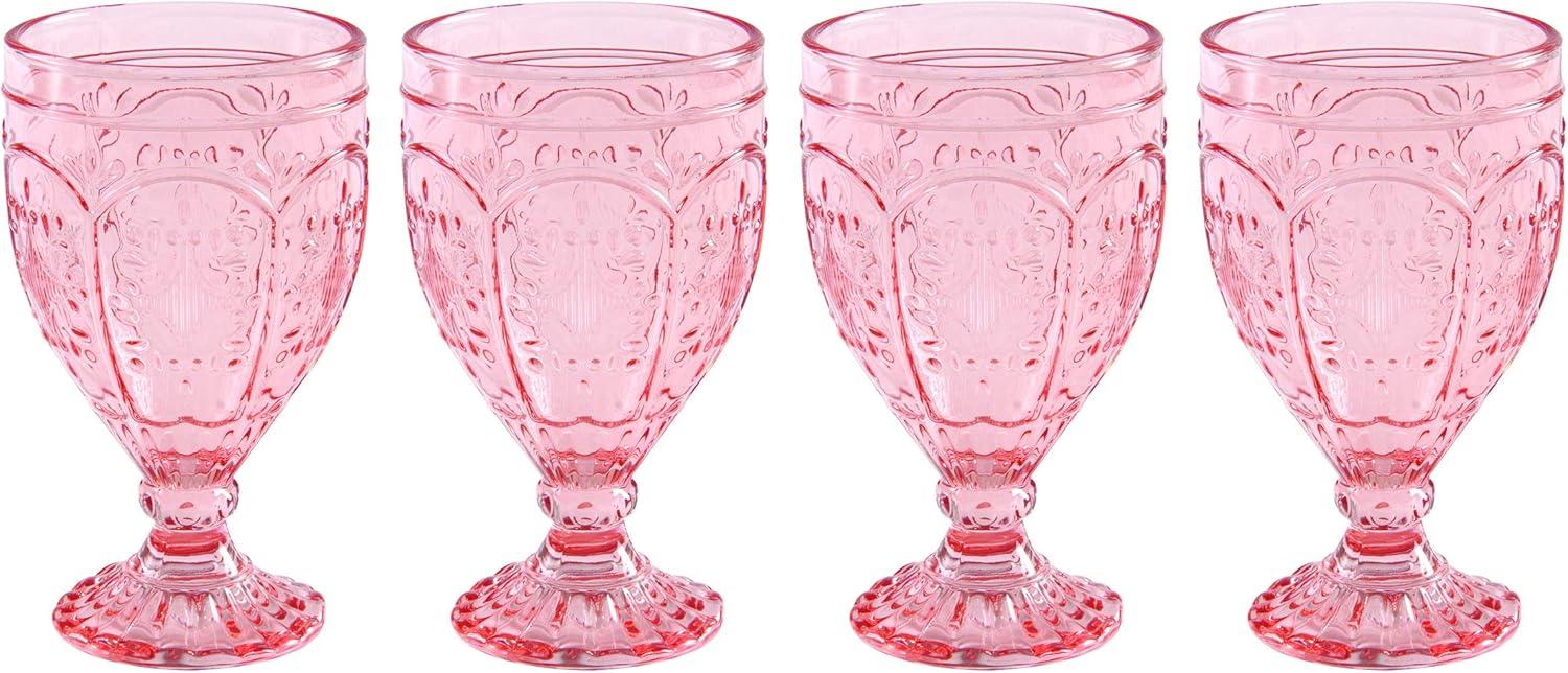 Blush Embossed Glass Goblet Set of Four