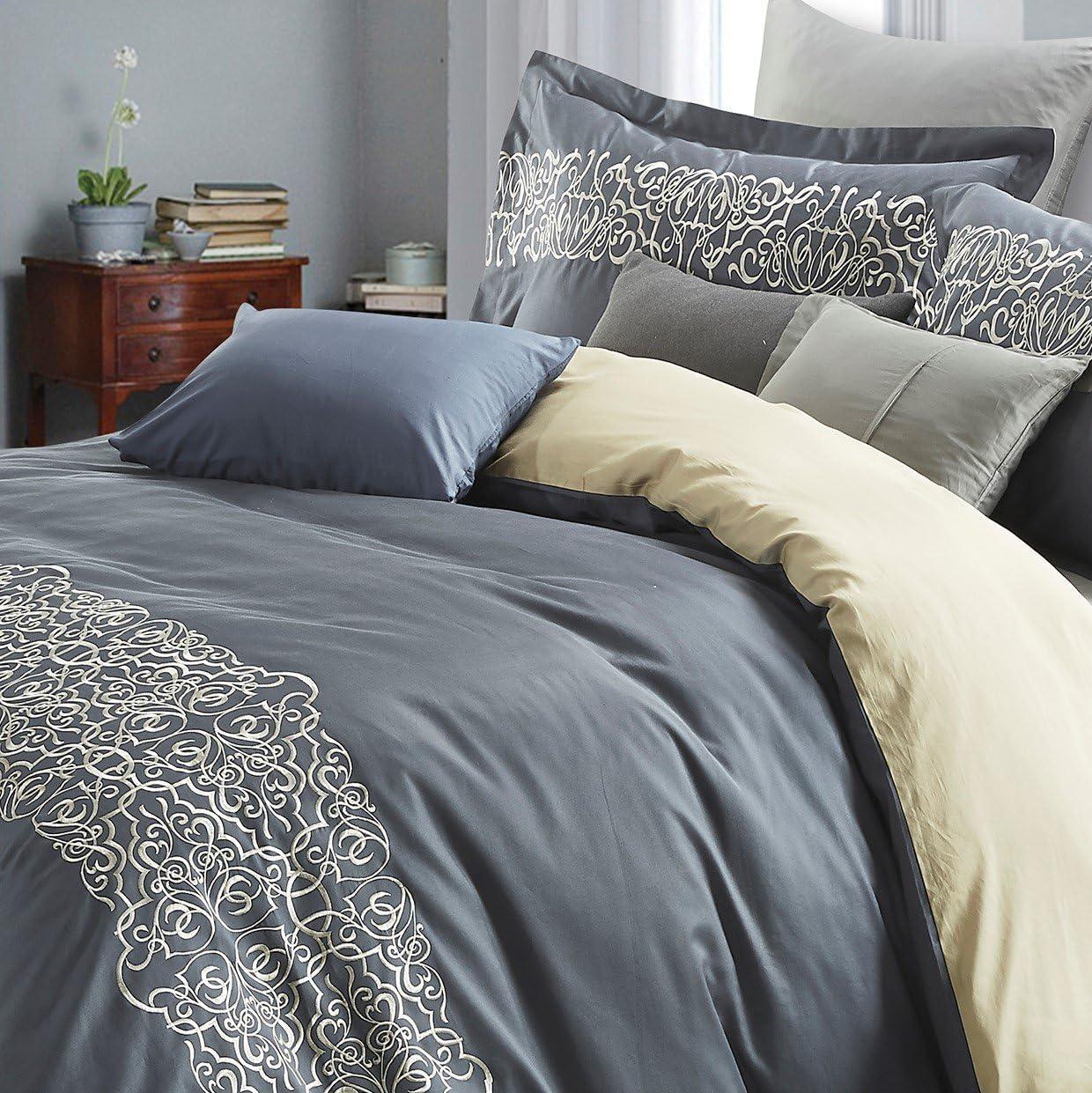 Superior Harrison Cotton Greek Key Embroidered 3 Piece Duvet Cover Set by Superior
