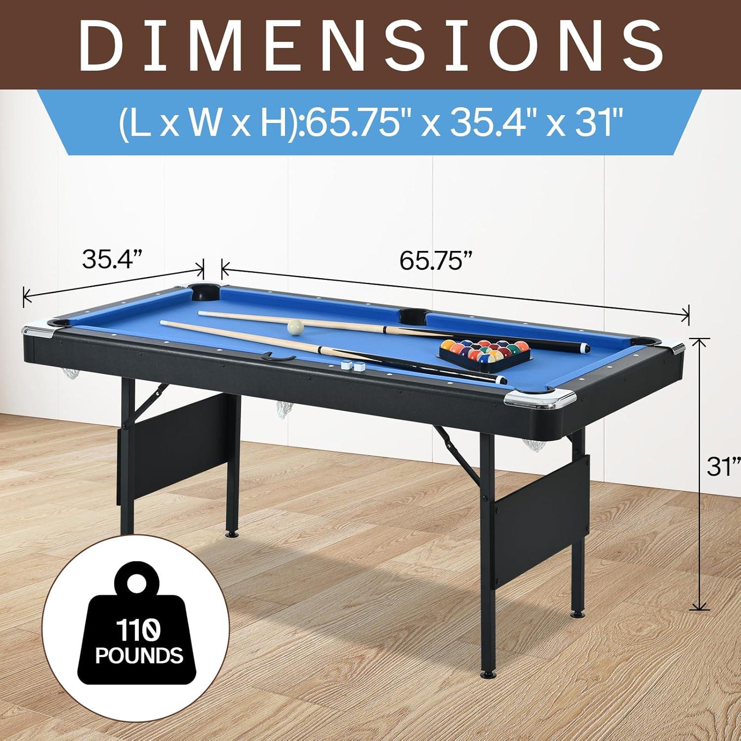 5.5ft Blue Folding Portable Pool Table with Accessories