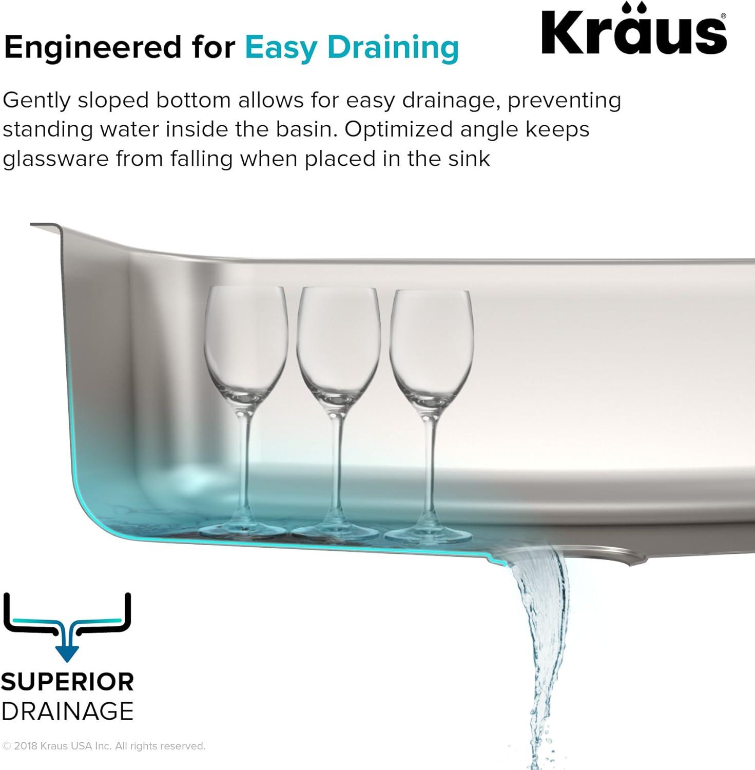 KRAUS Premier 16 Gauge Undermount Single Bowl Stainless Steel Kitchen Sink