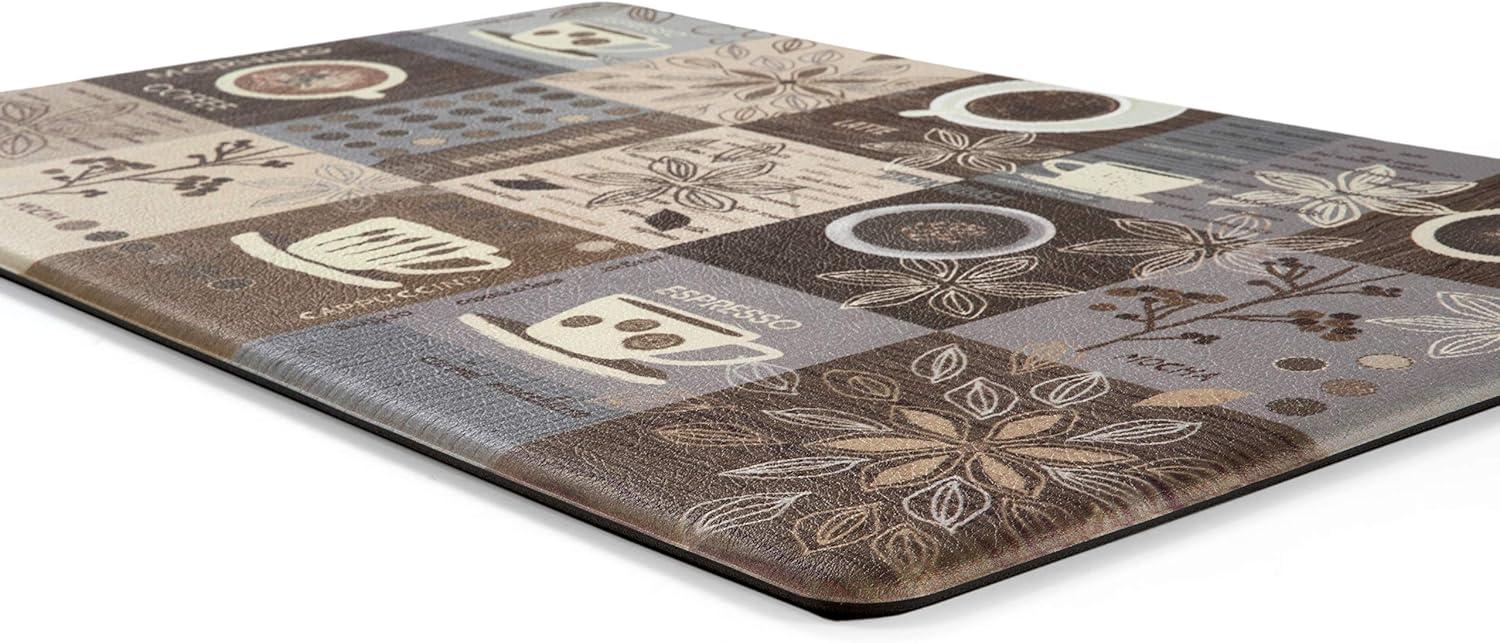 Brown Coffee Themed Anti-Fatigue Kitchen Mat 18" x 47"