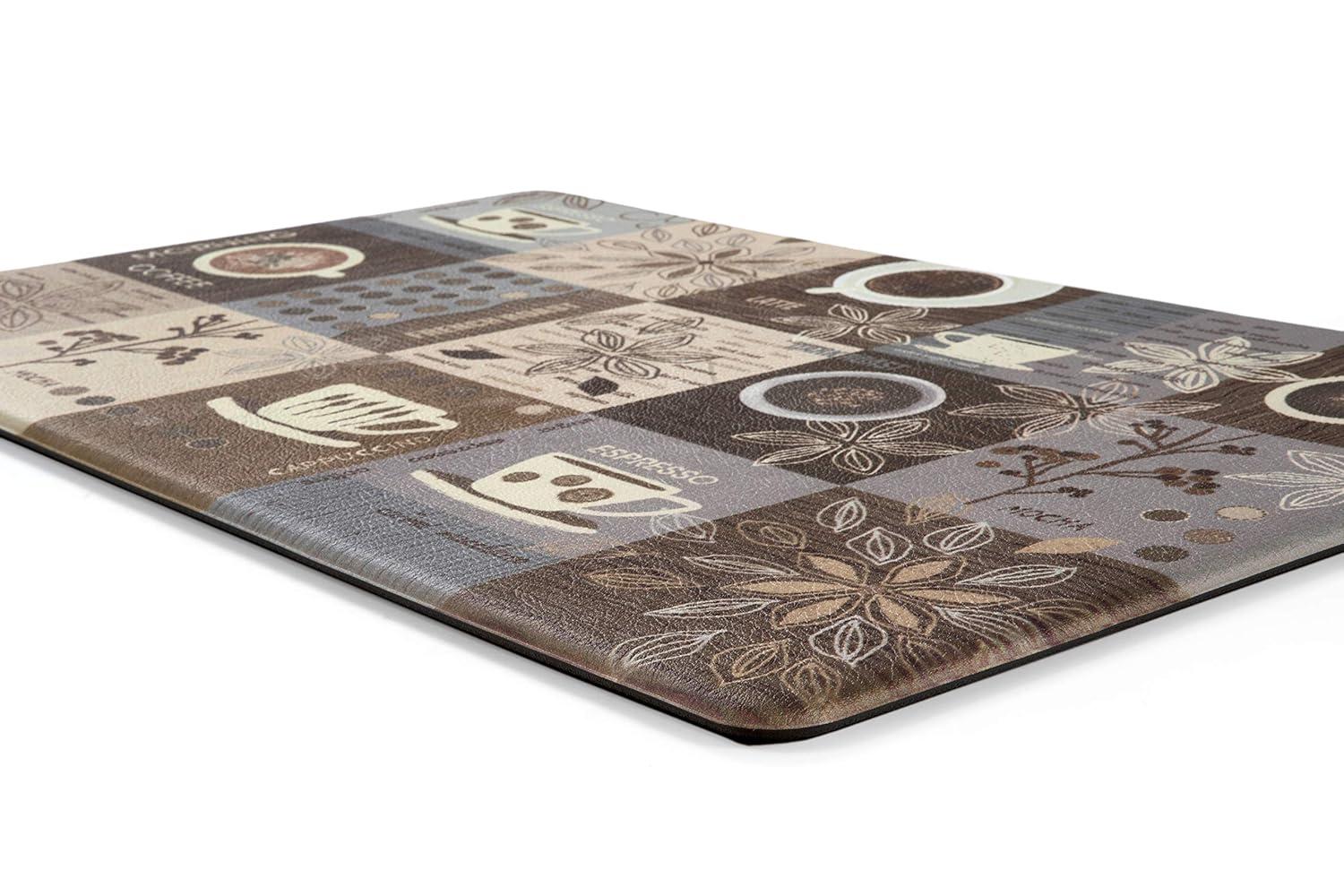 World Rug Gallery Coffee Kitchen Anti Fatigue Standing Mat - Brown 18"x30"