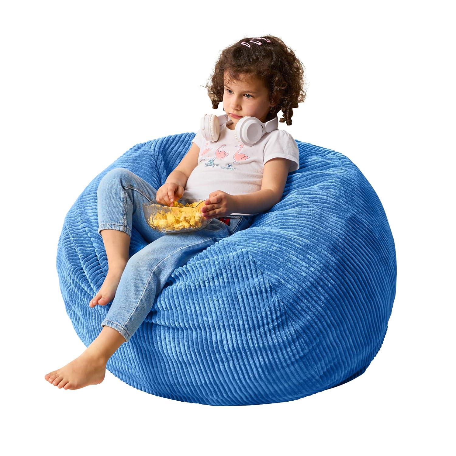 Bean Bag Chairs Teardrop Bean Bag Chair Beanbag Chair with Memory Foam Filled Machine Washable Cover for Living Room, Bedroom (Small,Blue)