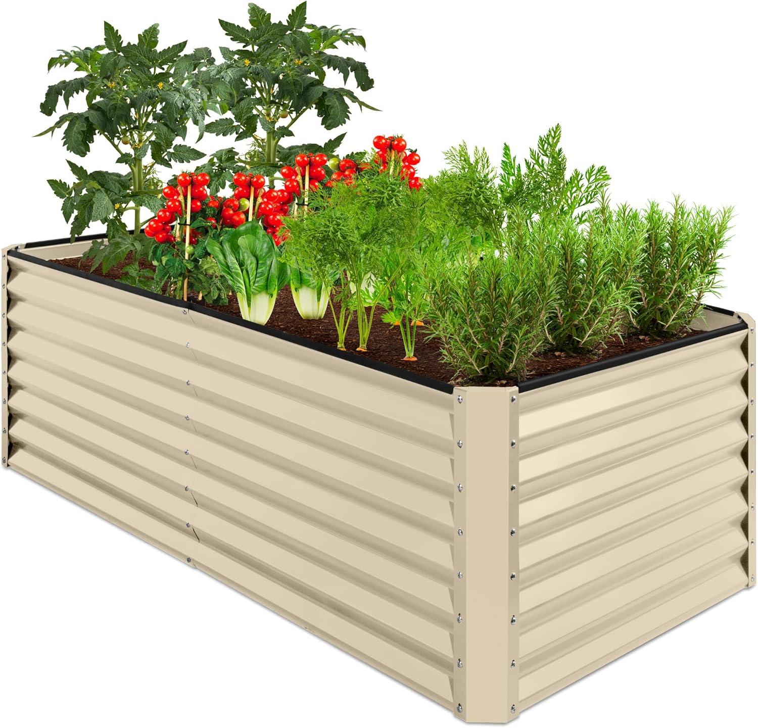 Best Choice Products 6x3x2ft Outdoor Metal Raised Garden Bed, Planter Box for Vegetables, Flowers, Herbs - Beige