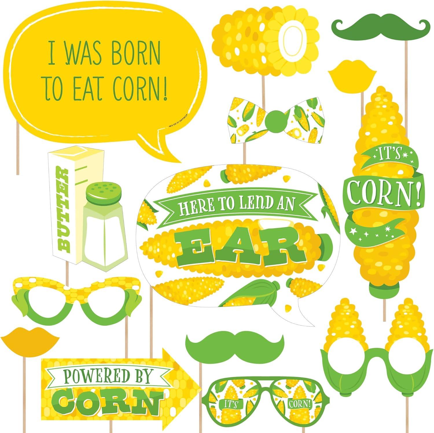 Big Dot of Happiness It's Corn - Fall Harvest Party Photo Booth Props Kit - 20 Count