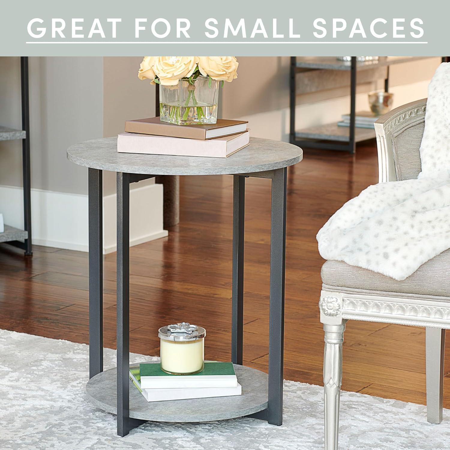 Minimalist 2-Tier Round End Table: Stylish, Multipurpose, Walnut Finish, Living Room