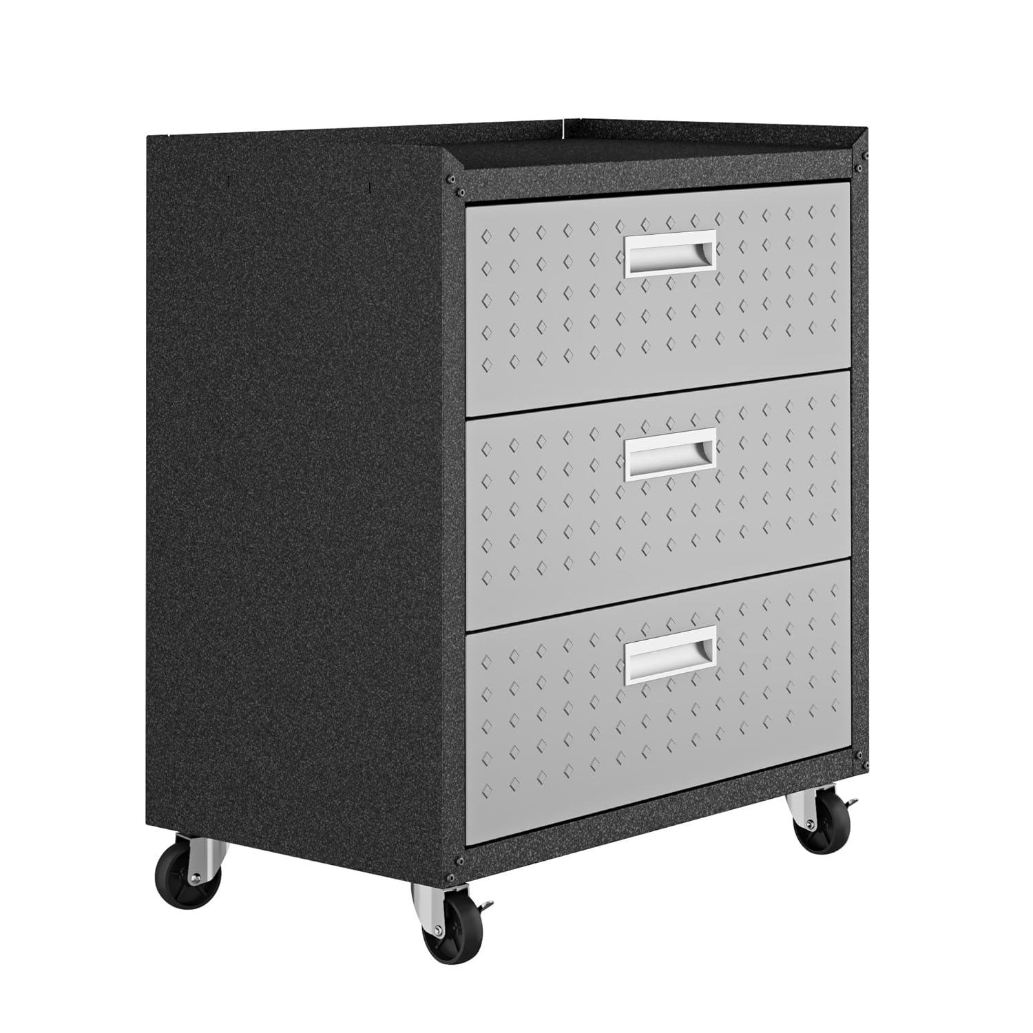 Manhattan Comfort Fortress Floating Garage Storage Cabinet, Black/Grey