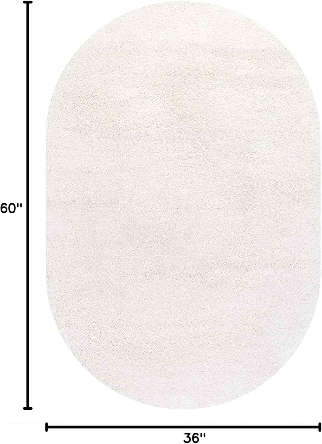 3'x5'Oval  Haze Solid Low-Pile, Cream - JONATHAN Y