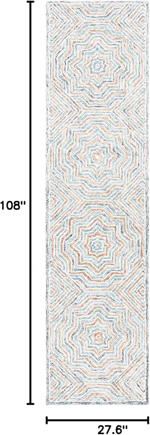 Capri CPR215 Tufted Indoor Runner Rug - Blue/Rust - 2'3"x9' - Safavieh
