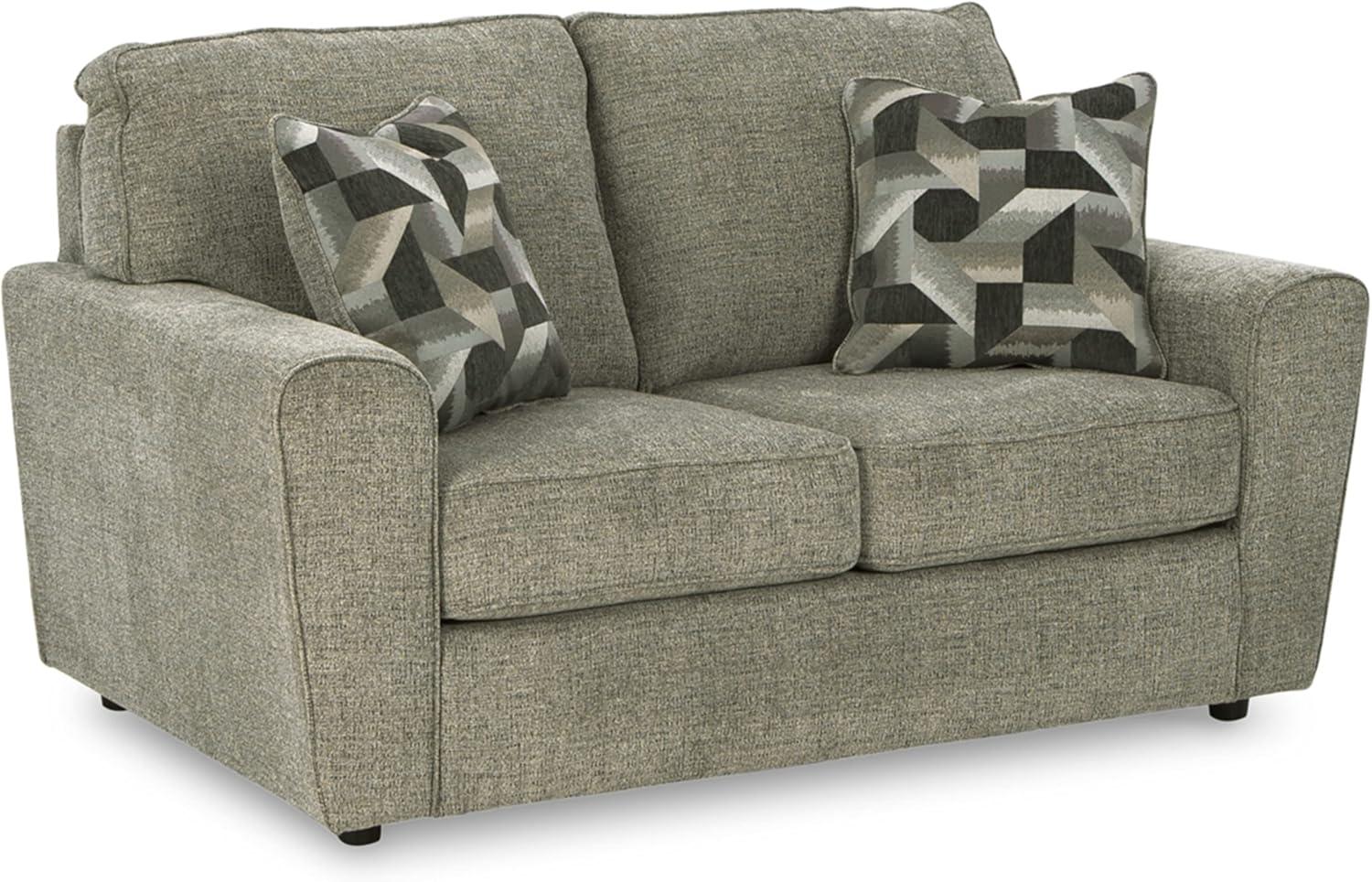 Ashley Furniture Cascilla Contemporary Fabric & Wood Loveseat in Light Gray