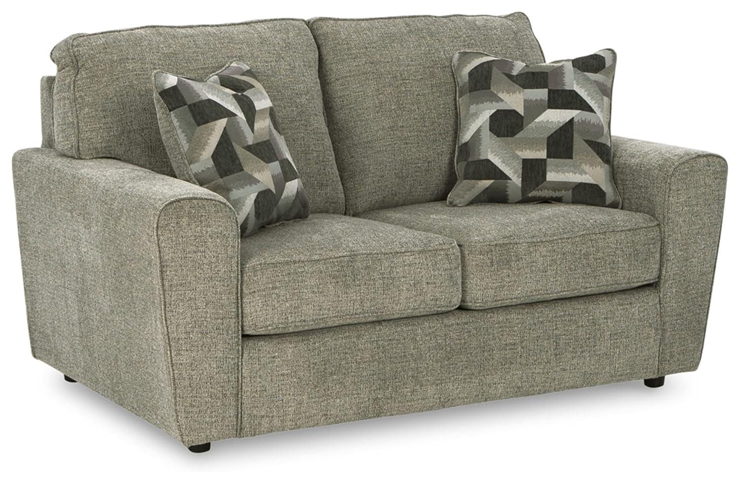 Ashley Furniture Cascilla Contemporary Fabric & Wood Loveseat in Light Gray