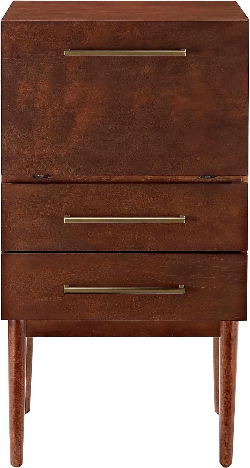 Vintage Mahogany Mid-Century Modern Bar Cabinet with Drawers