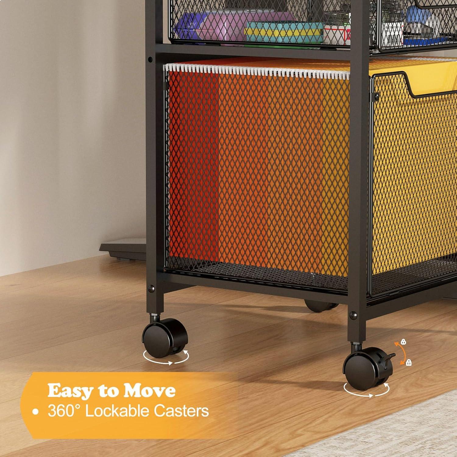 Rolling File Cabinet Cart,Printer Stand with 2 Drawers,Mobile Filing Cabinet on Lockable Wheels