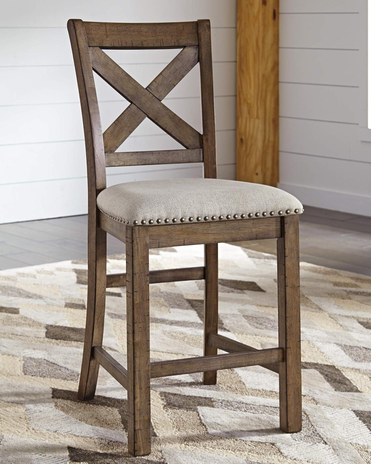 Cisneros Upholstered Counter Stool with Solid Wood Frame