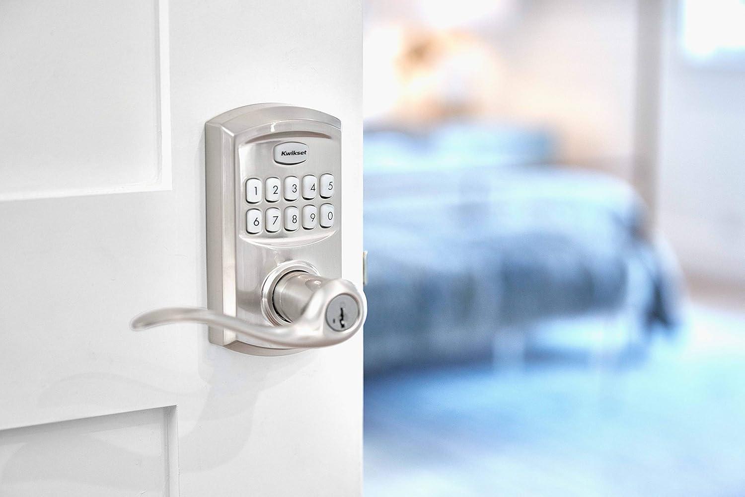 917 SmartCode Electronic Residential Lever featuring SmartKey Security in Satin Nickel