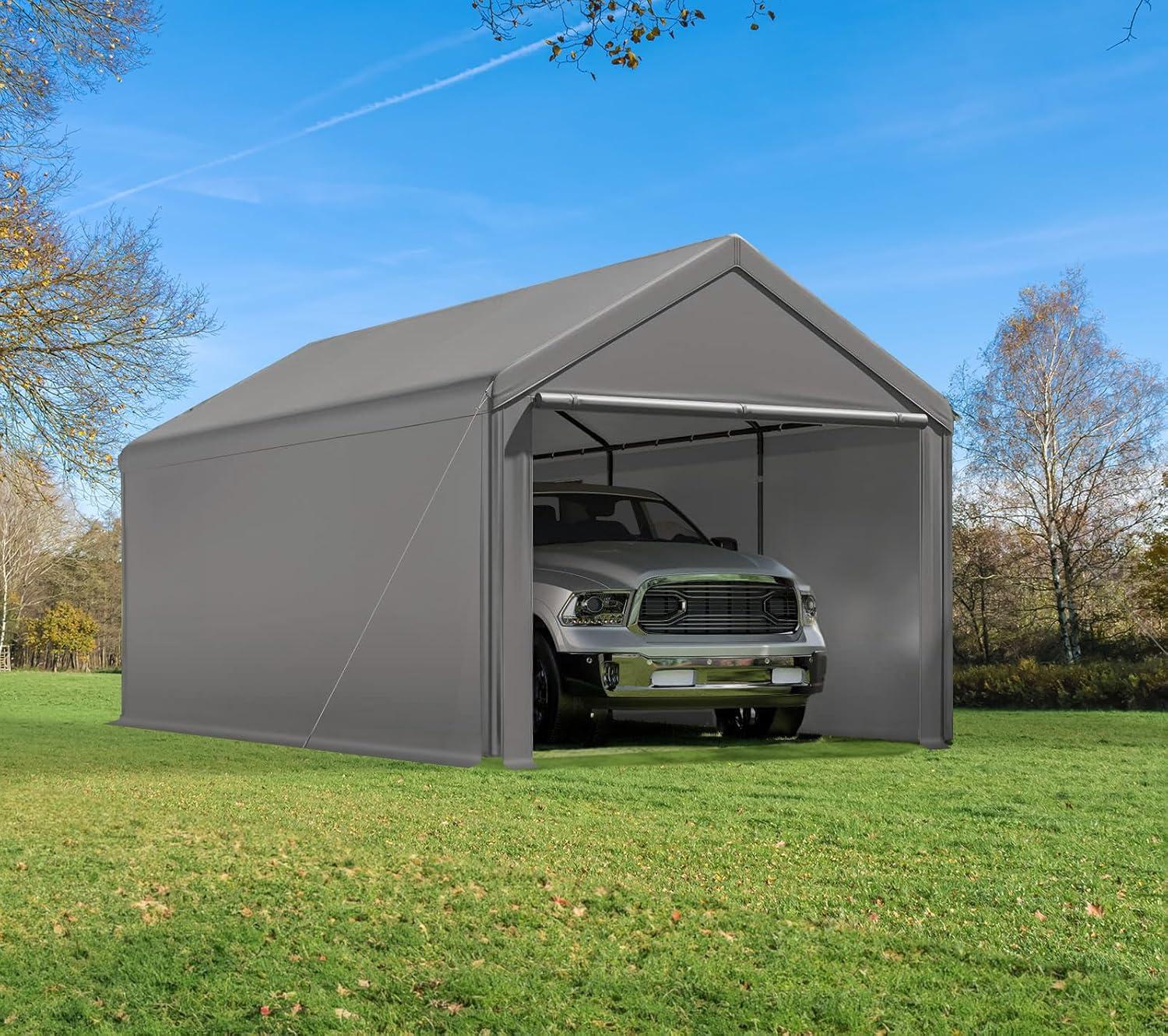 Grezone 10 x 20 ft Outdoor Canopy Carport Portable Car Tent Garage