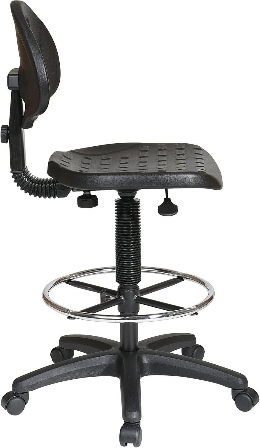 Black Plastic Urethane Intermediate Drafting Chair with Adjustable Footrest