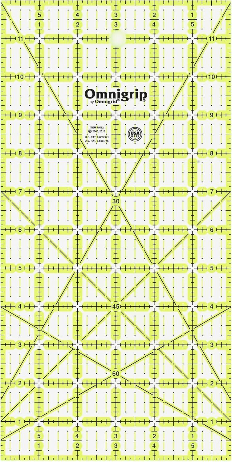 Omnigrid 6" x 12" Non-Slip Rectangle Quilting Ruler