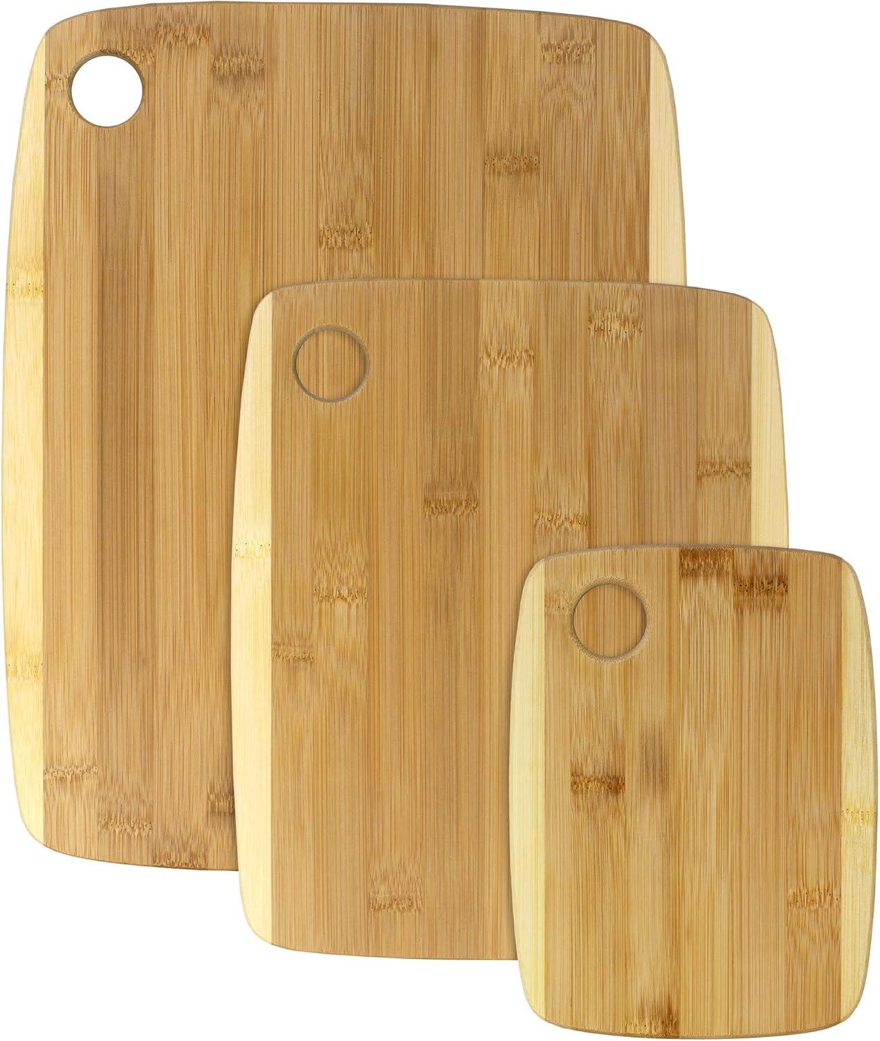 Two-Tone Bamboo 3-Piece Cutting and Serving Board Set