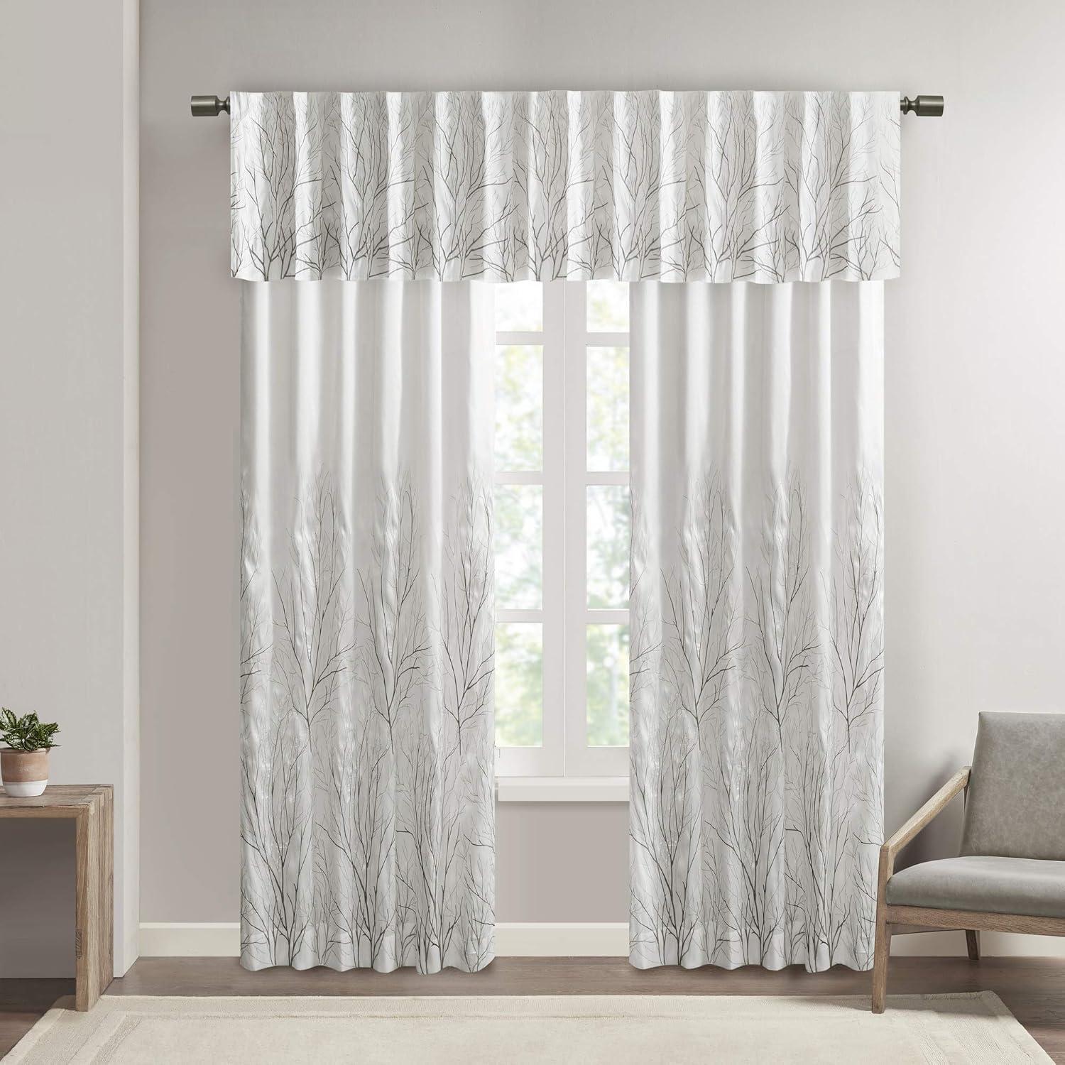Andora Embroidered Branch Rod Pocket Single Curtain Panel