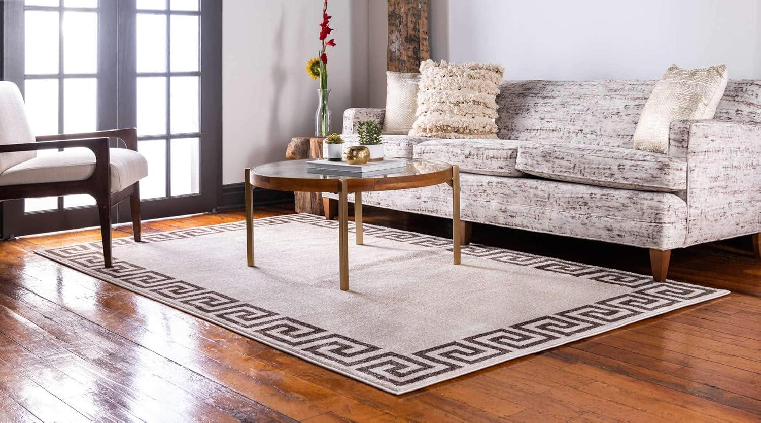 Unique Loom Athens Collection Area Rug - Modern (7' 1" x 10' Rectangle Gray/Beige)