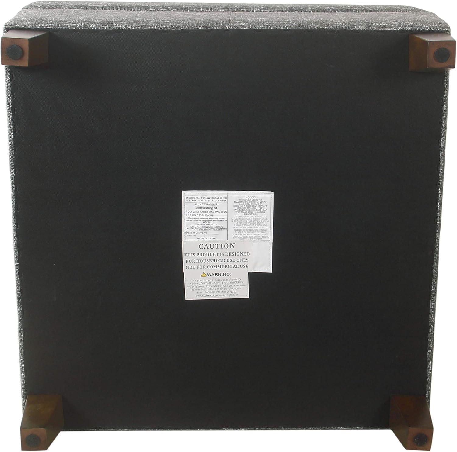 32" Luxury Square Storage Ottoman Slate Gray - HomePop: Textured Fabric, Hinged Lid, Wood Legs, Easy Assembly