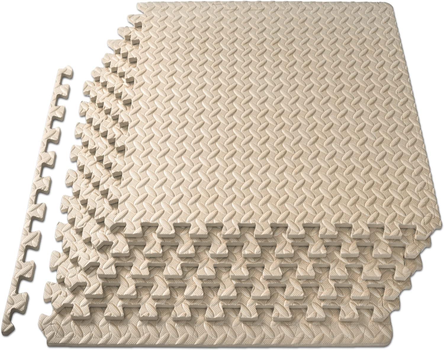 ProsourceFit Exercise Puzzle Mat 1/2-in, Beige, 24 Sq Ft - 6 Tiles