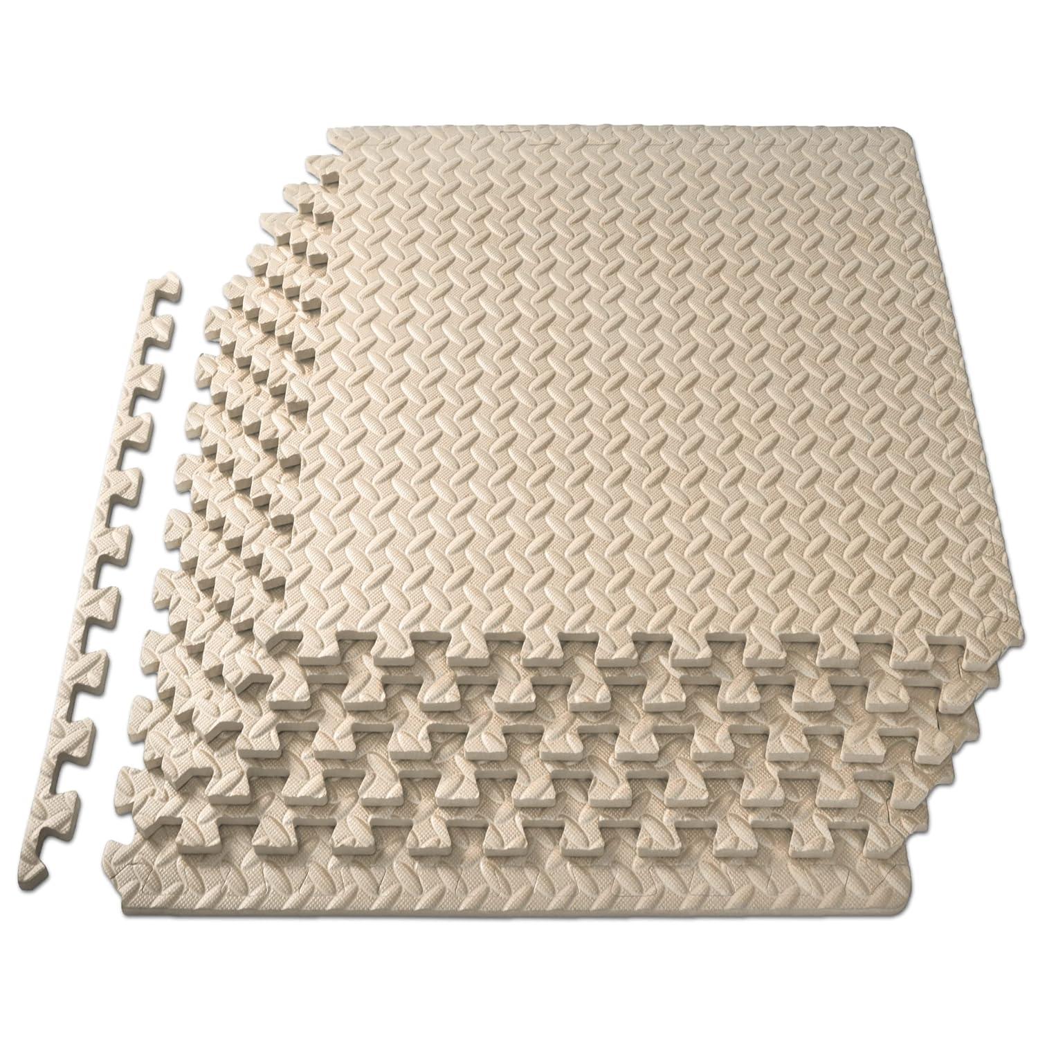 ProsourceFit Exercise Puzzle Mat 1/2-in, Beige, 24 Sq Ft - 6 Tiles