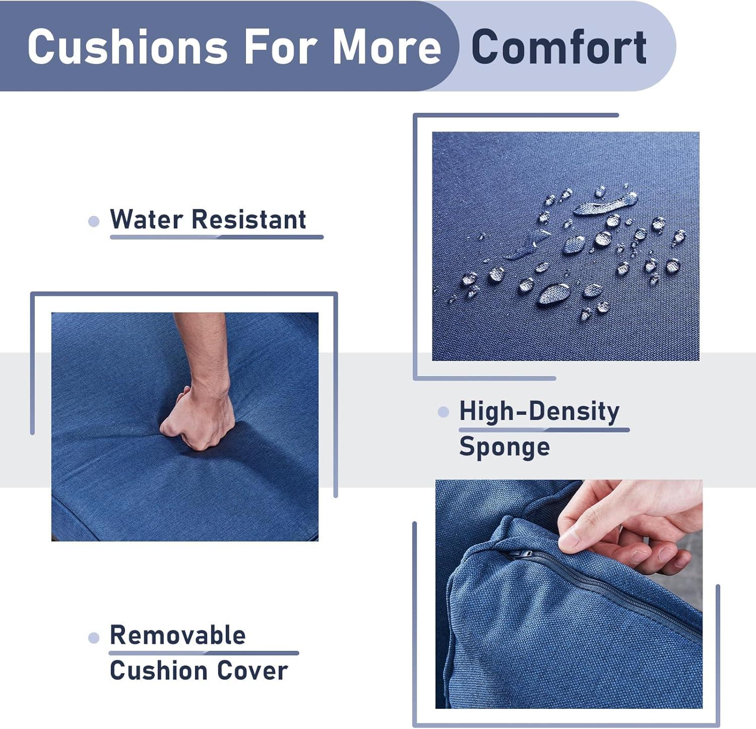 Outdoor Swivel Rocker Patio Chairs-Wicker Patio Swivel Chairs Set of 2 PE Rattan Patio Furniture for Porch Deck Balcony Garden-Brown/Blue