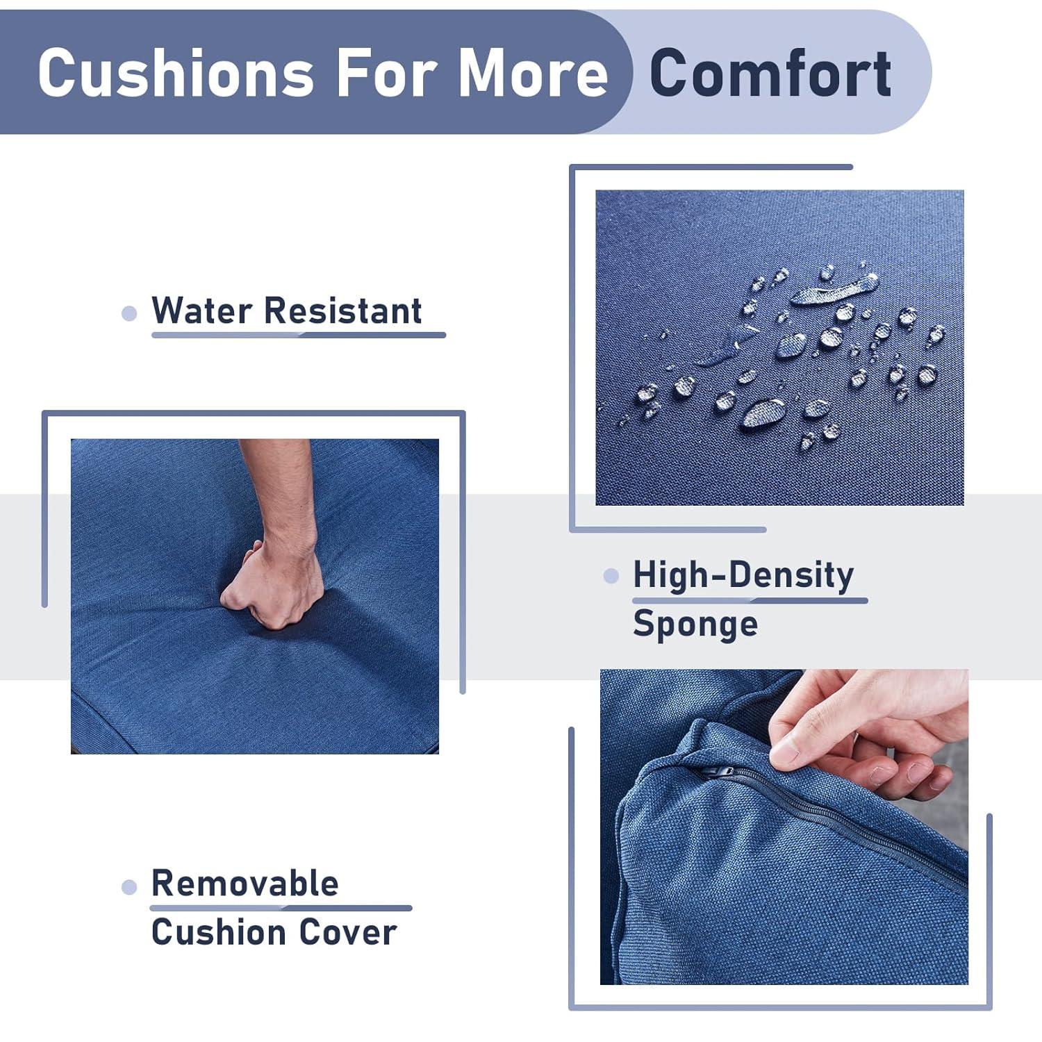 Outdoor Swivel Rocker Patio Chairs-Wicker Patio Swivel Chairs Set of 2 PE Rattan Patio Furniture for Porch Deck Balcony Garden-Brown/Blue