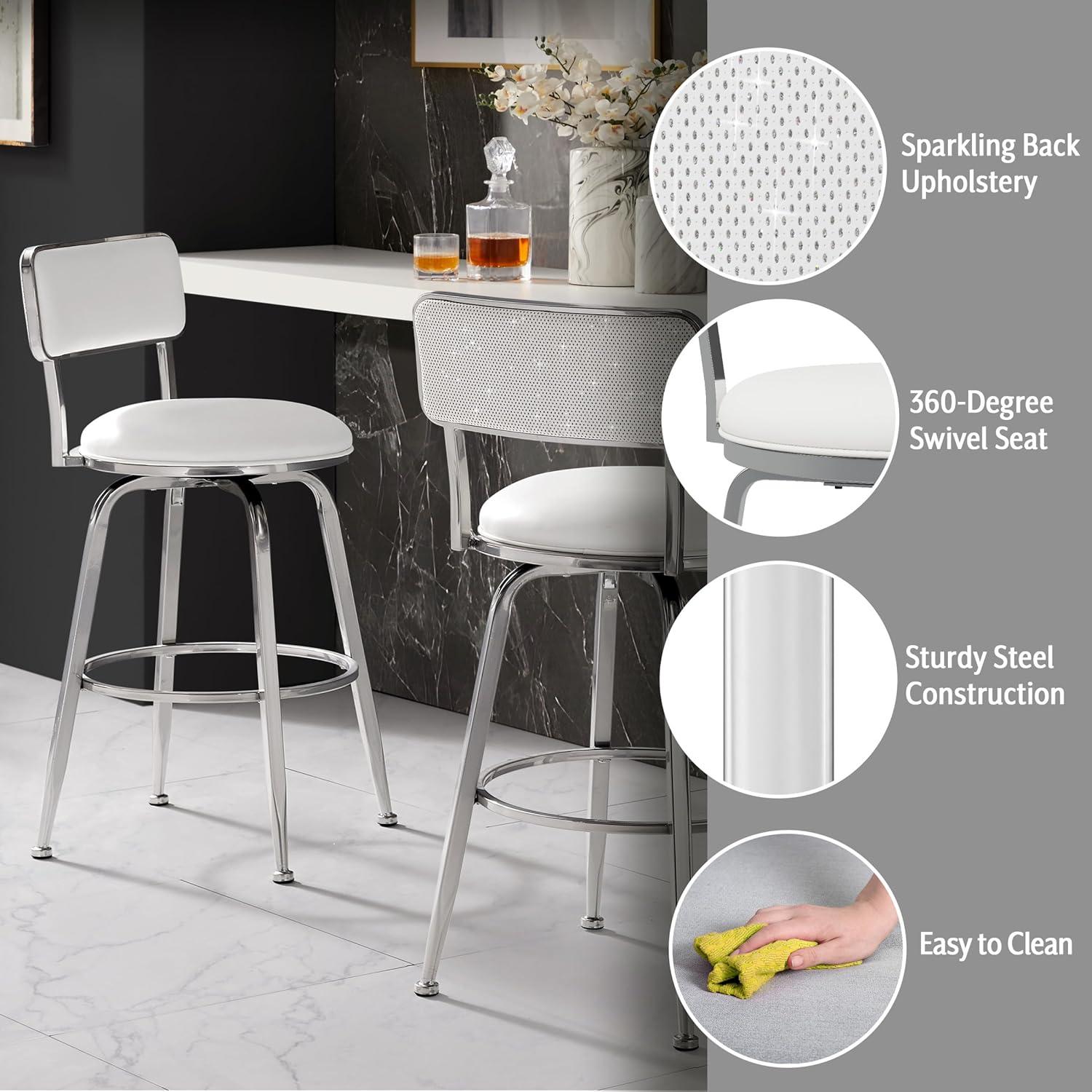 Hillsdale Furniture Baltimore Metal and Uph Swivel Bar Height Stool White