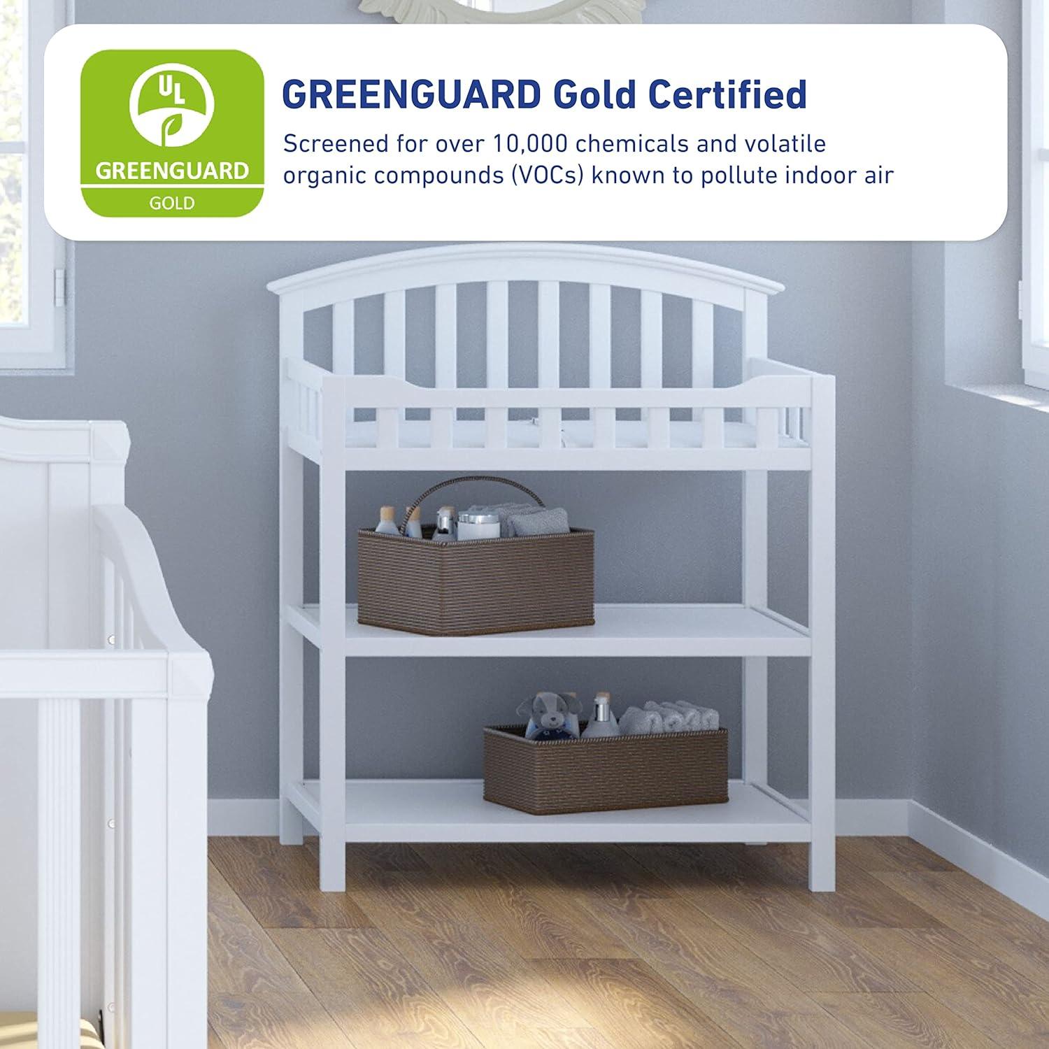 Graco Infant Wood Changing Table with Changing Pad, Pebble Gray