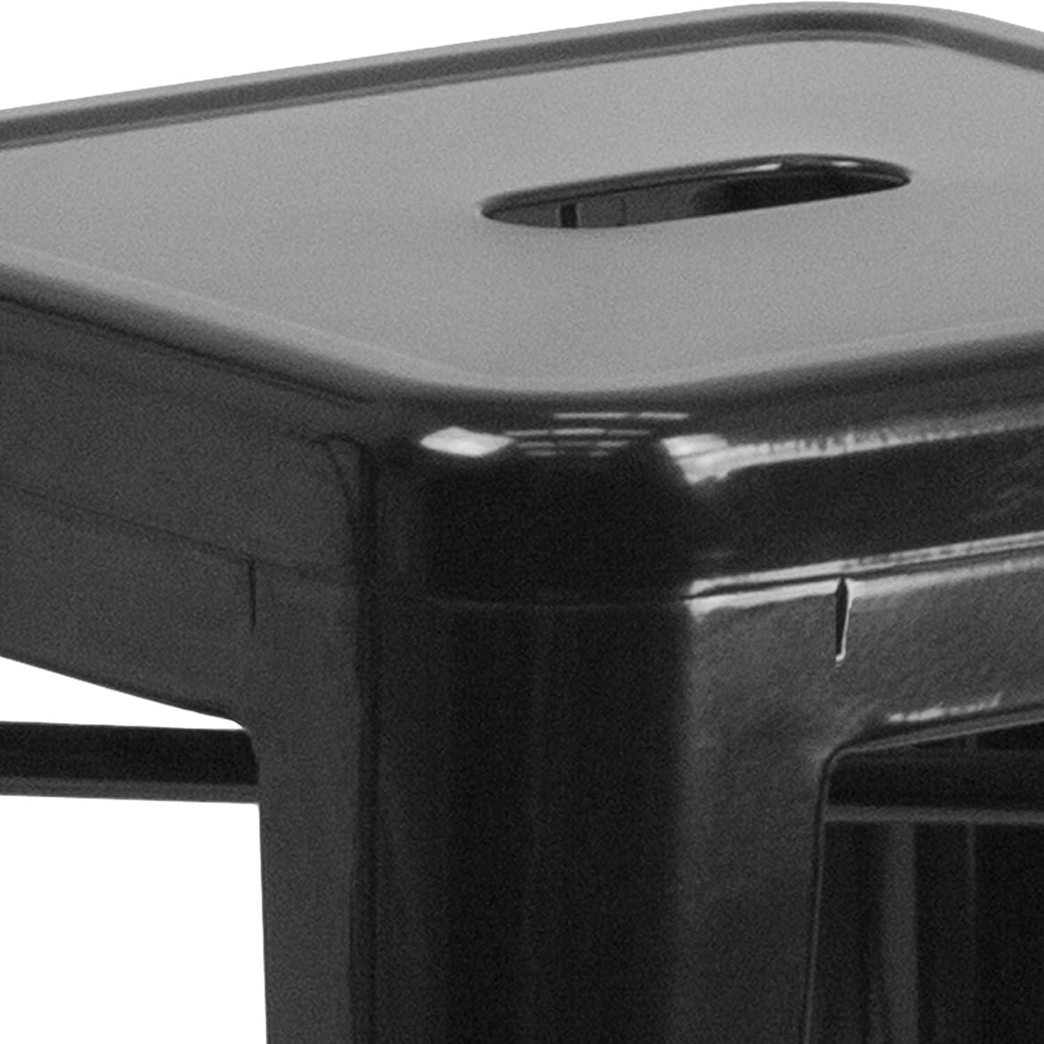 Flash Furniture Commercial Grade 30" High Backless Black Metal Indoor-Outdoor Barstool with Square Seat