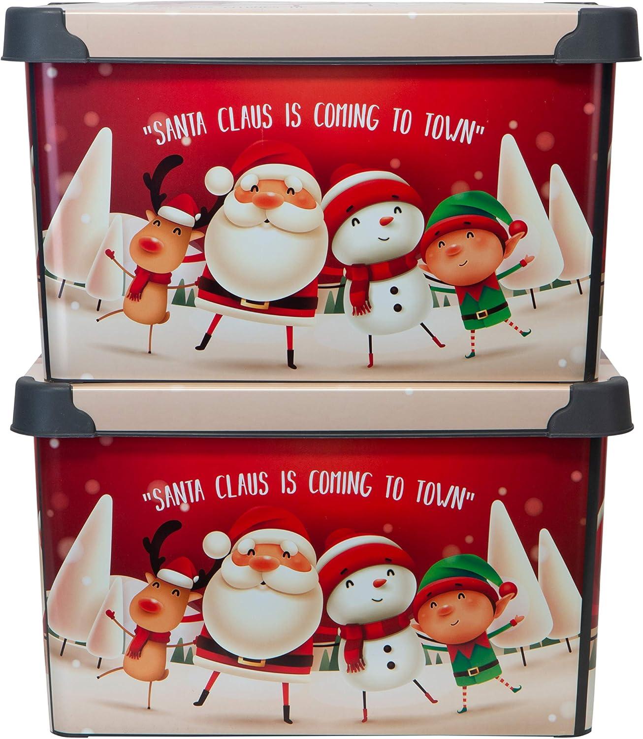 Simplify Santa Clause is Coming to Town Design Plastic Storage Tote