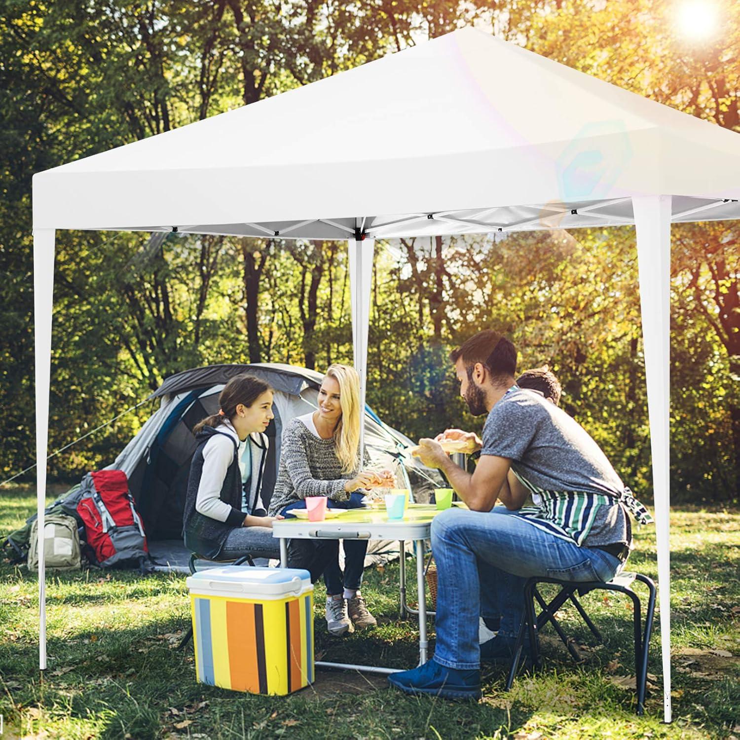 HOTEEL Canopy 10x10 Waterproof Pop up Canopy Tent with 4 Sidewalls Outdoor Event Shelter Tent for Parties Sun Shade Party Commercial Canopy with Air Vent & Carry Bag,White