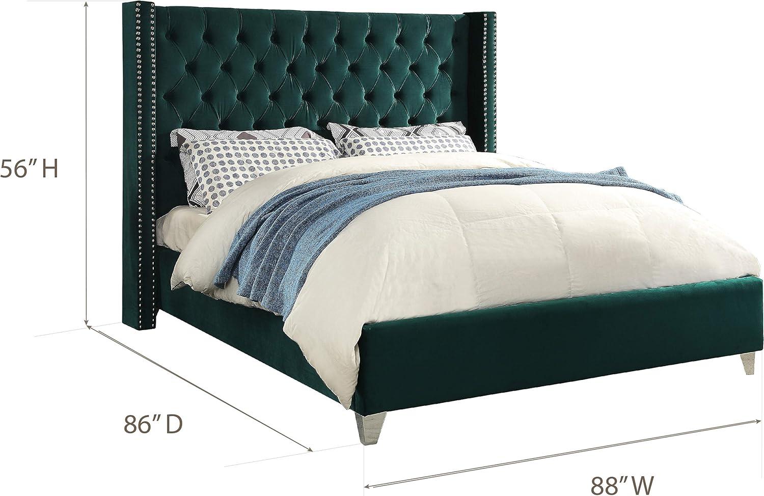 Homestock Asian Allure Green Velvet King Bed
