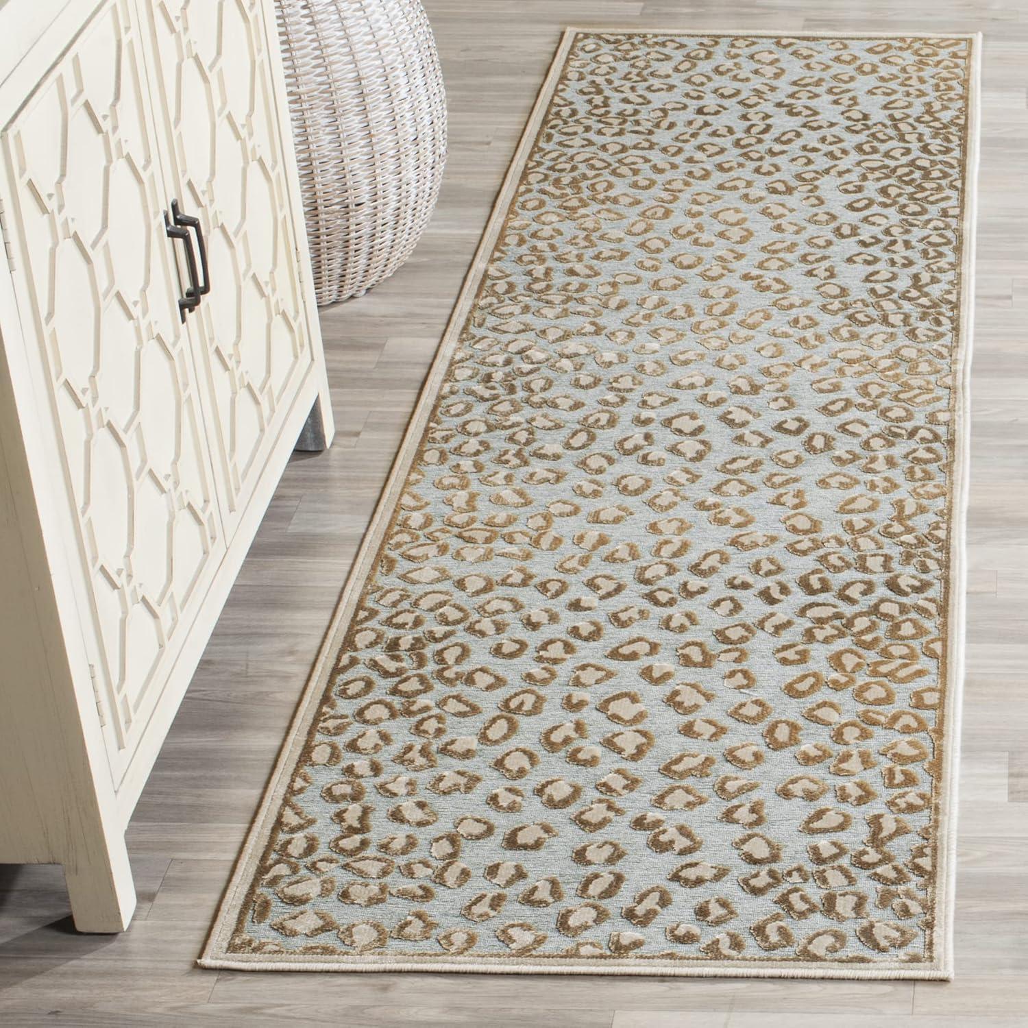 Paradise PAR84 Power Loomed Runner Rug - Stone/Aqua - 2'2"x8' - Safavieh.