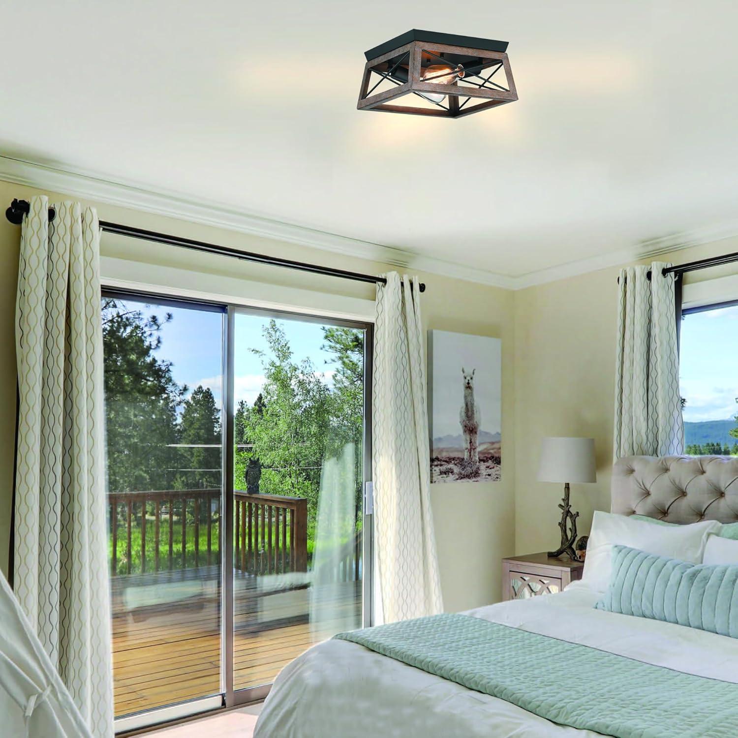 2-Light Finished Cage Classic Modern Dimmable Flush Mount Light