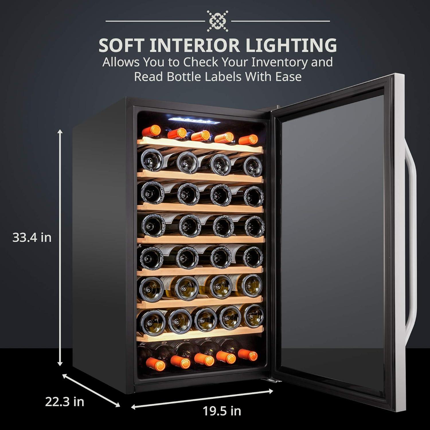 Ivation 51 Bottle Wine Cooler Fridge, Compressor Refrigerator W/Lock