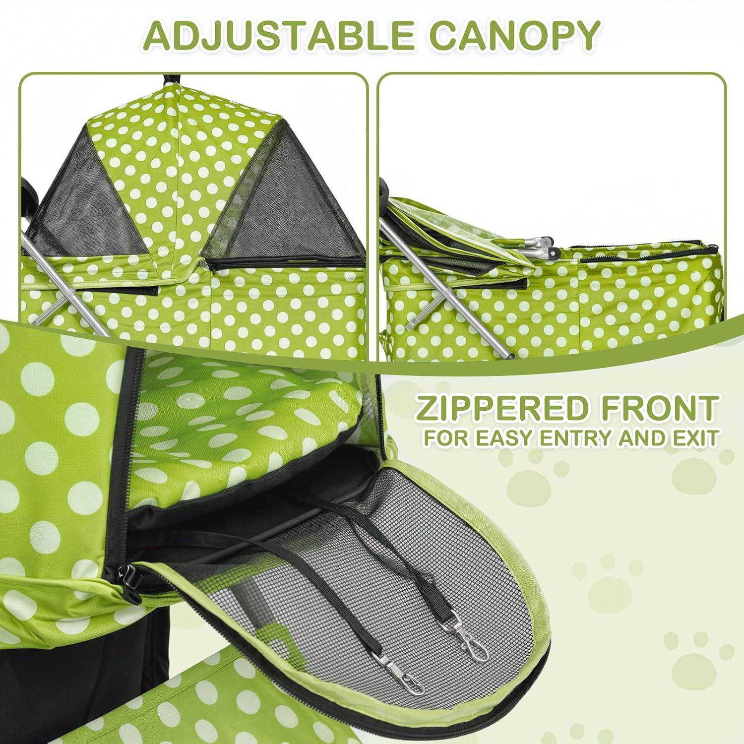3-In-1 Pet Stroller Foldable Pet Stroller With Weather Cover Storage Basket For Dog Cat