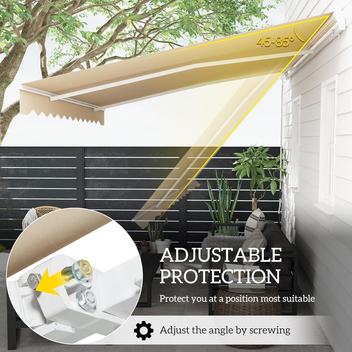 Outsunny 156'' W x 3'' D Retractable Patio Awning