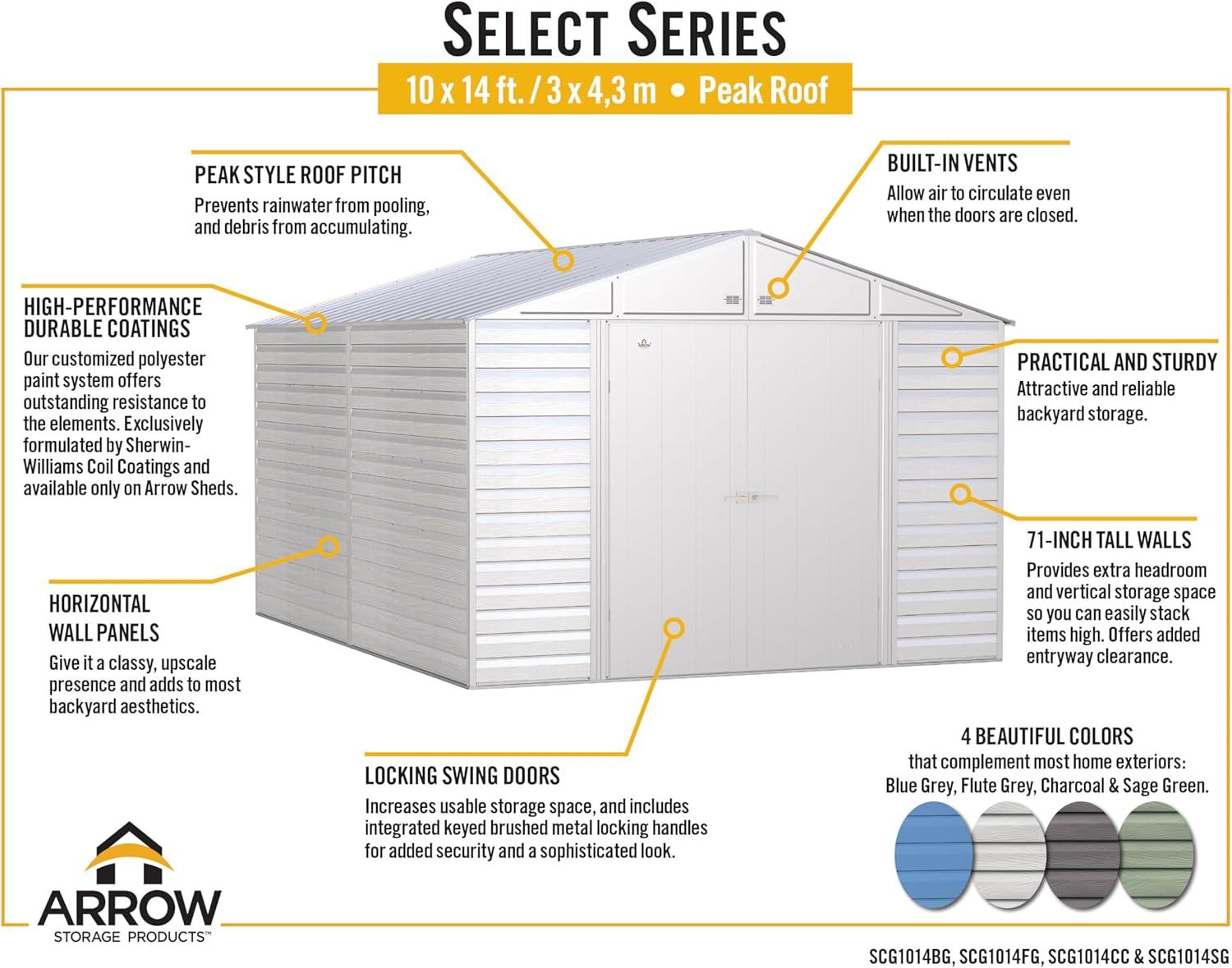 10 ft. W x 14 ft. D Steel Horizontal Storage Shed