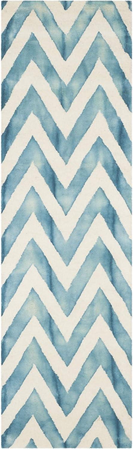 Elegant Ivory & Turquoise Hand-Tufted Wool Runner Rug - 2'3" x 6'