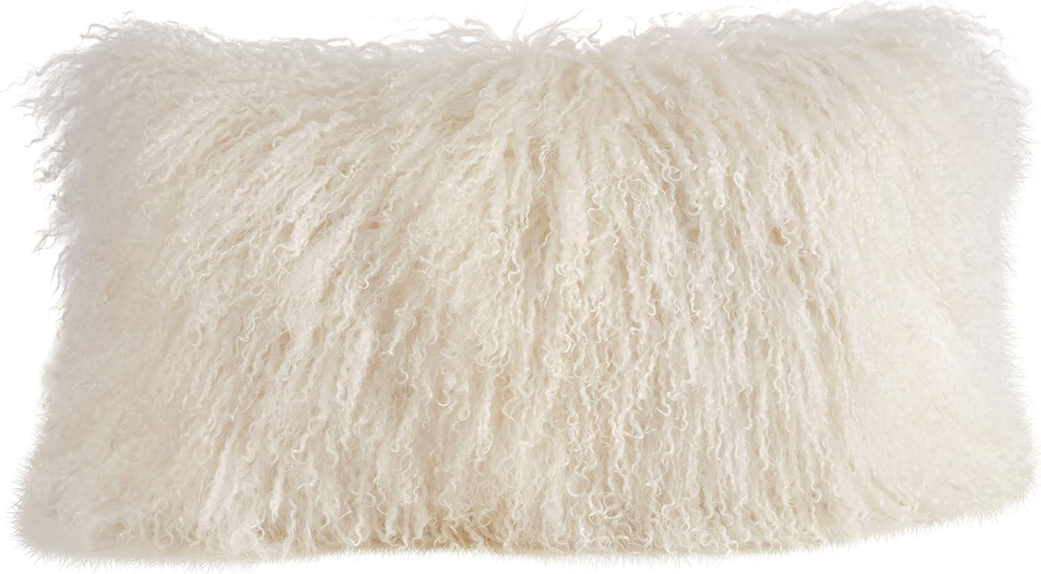 Saro Lifestyle 100% Wool Mongolian Lamb Fur Throw Pillow With Poly Filling