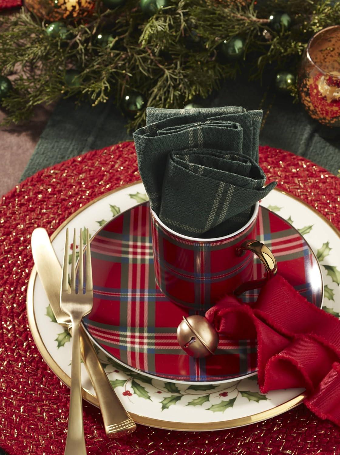 Lenox Holiday Red Tartan Mugs, Set Of 4 (Set of 4)