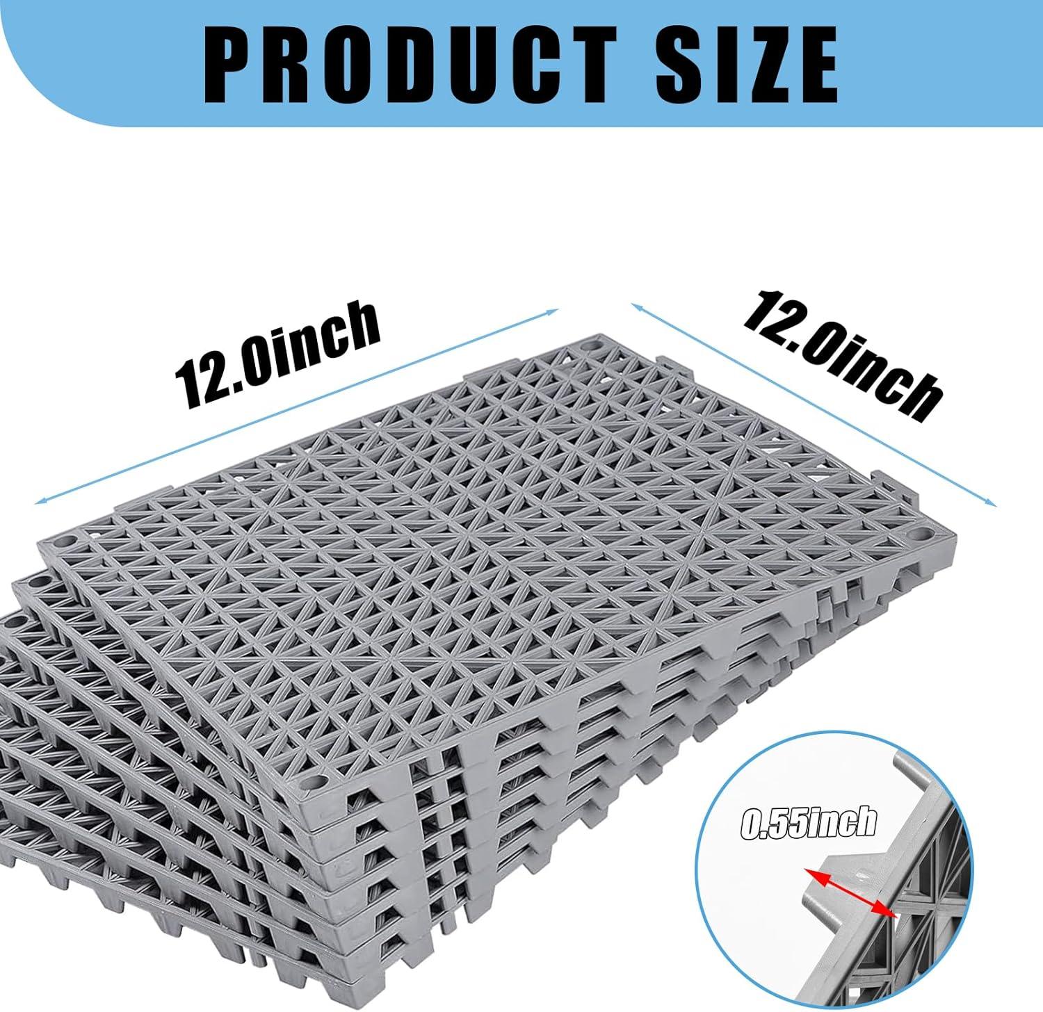 VEVOR 12'' W x 12'' L Garage Flooring Drain Tiles (Set of 12)
